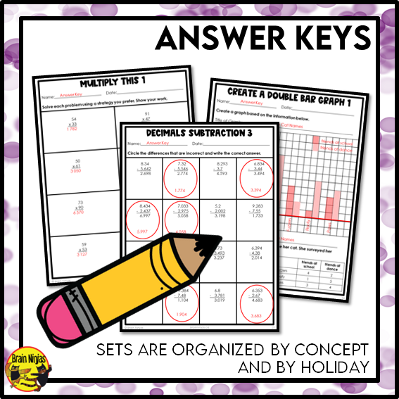 Math Worksheets Full Year Bundle With Concepts and Holidays | Paper | Grade 5