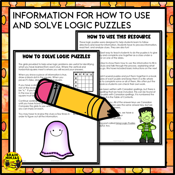 Halloween Logic Puzzles | Paper and Digital