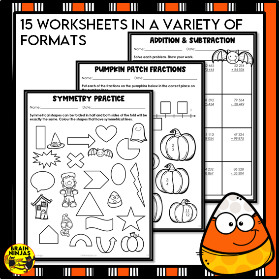 Halloween Math Worksheets Numbers to 1 000 000 Paper