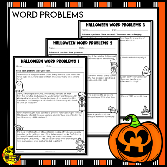Halloween Math Worksheets Numbers to 1 000 000 Paper