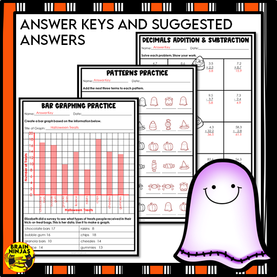 Halloween Math Worksheets Numbers to 10 000
