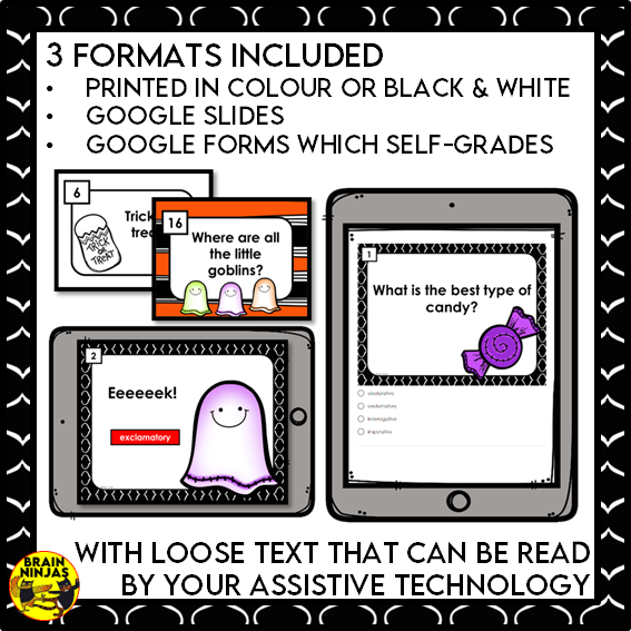 Types of Sentences Identifying and Punctuating With Halloween Theme | Paper and Digital