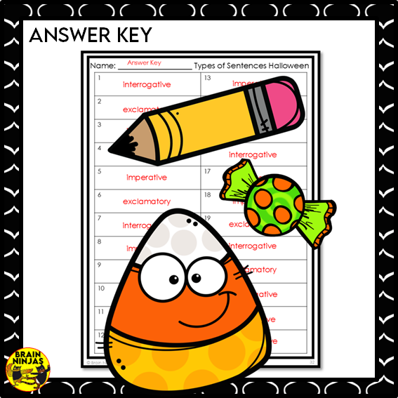 Types of Sentences Identifying and Punctuating With Halloween Theme | Paper and Digital