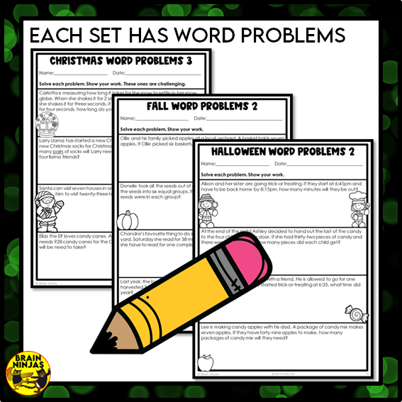 Holiday Math Worksheets Bundle Numbers to 10 000 | Paper