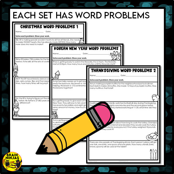 Holiday Math Worksheets for Numbers up to 1 000 000 | Paper