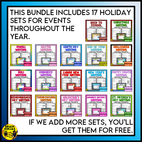 Daily Writing Prompts Holiday Bundle | Paper and Digital