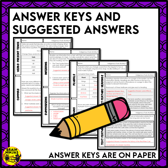 Indigenous Tools Reading Comprehension Activities | Paper and Digital