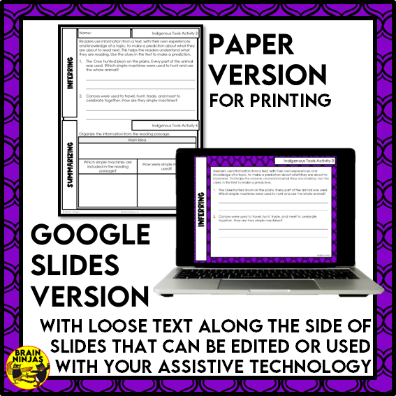 Indigenous Tools Reading Comprehension Activities | Paper and Digital