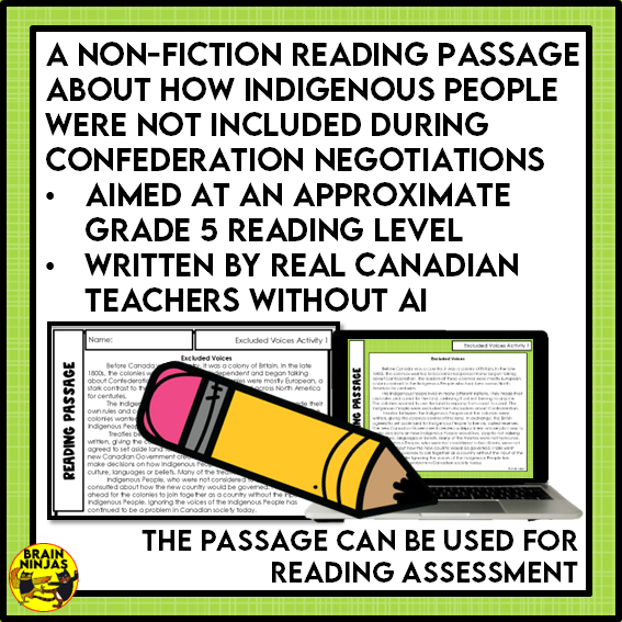 Excluded Indigenous Voices Confederation Reading Comprehension Activities | Paper and Digital