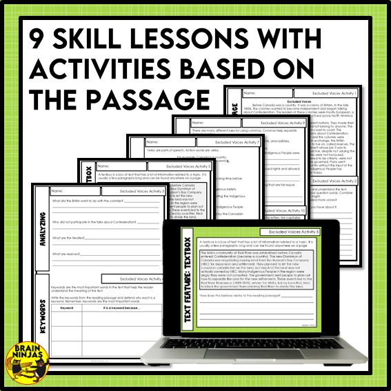 Excluded Indigenous Voices Confederation Reading Comprehension Activities | Paper and Digital