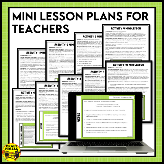 Excluded Indigenous Voices Confederation Reading Comprehension Activities | Paper and Digital