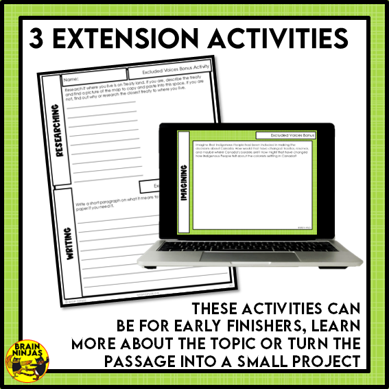 Excluded Indigenous Voices Confederation Reading Comprehension Activities | Paper and Digital