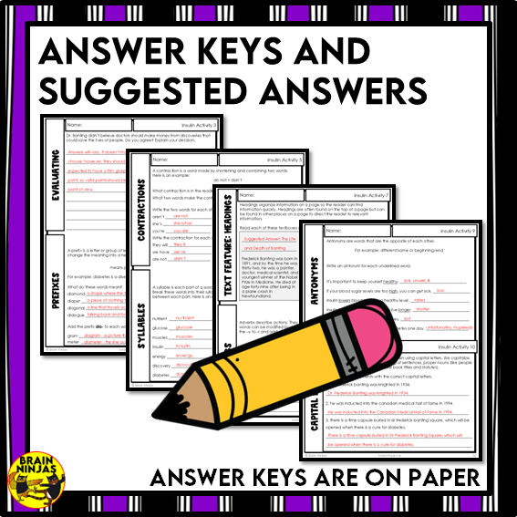 Insulin Reading Comprehension Activities | Paper and Digital