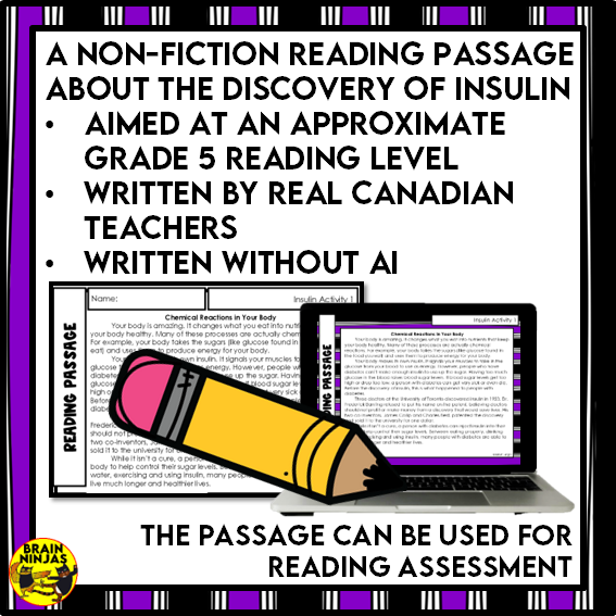 Insulin Reading Comprehension Activities | Paper and Digital