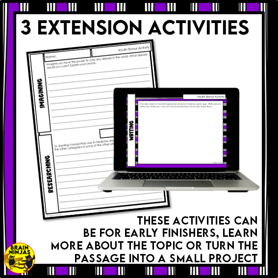 Insulin Reading Comprehension Activities | Paper and Digital