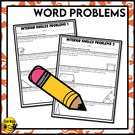 Interior Angles of Triangles and Quadrilaterals Math Worksheets | Paper