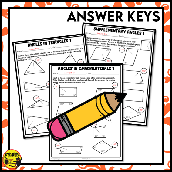 Interior Angles of Triangles and Quadrilaterals Math Worksheets | Paper