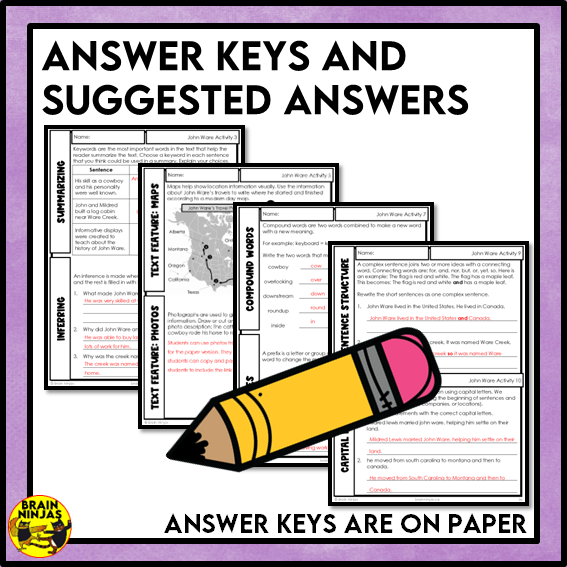 John Ware's Cabin Reading Comprehension Activities | Paper and Digital