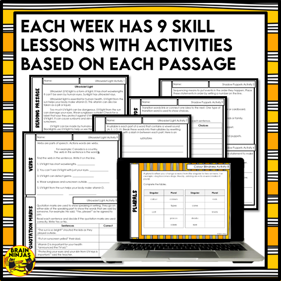 Light Science Reading Comprehension Activities | Paper and Digital