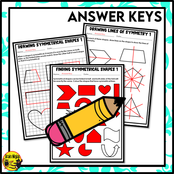 Symmetrical 2D Shapes and Lines of Symmetry Math Worksheets | Paper