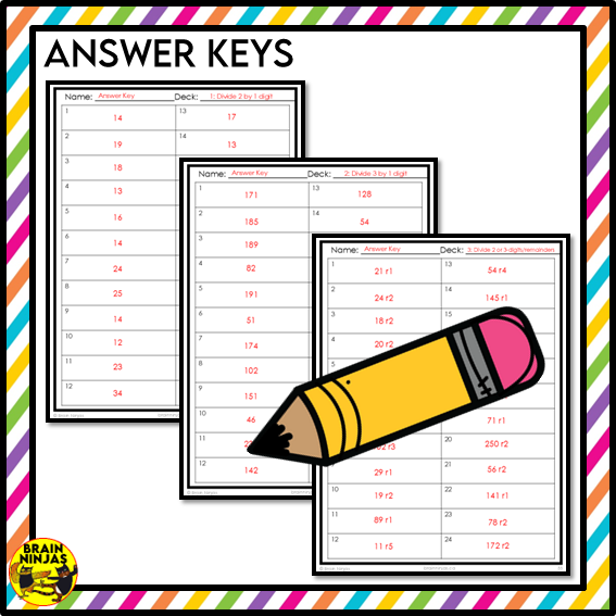 Long Division With and Without Remainders Math Task Cards | Paper and Digital