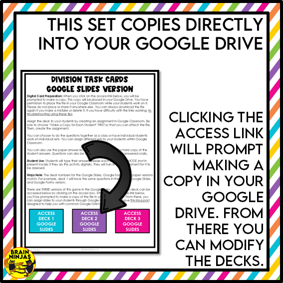 Long Division With and Without Remainders Math Task Cards | Paper and Digital