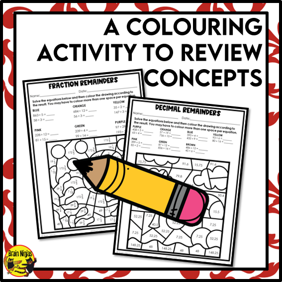Division Math Worksheets | 2/3 digits by 1/2 Digits With Fraction or Decimal Remainders | Paper