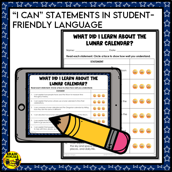 Lunar Calendar Space Sky Science Lesson and Activities | Paper and Digital
