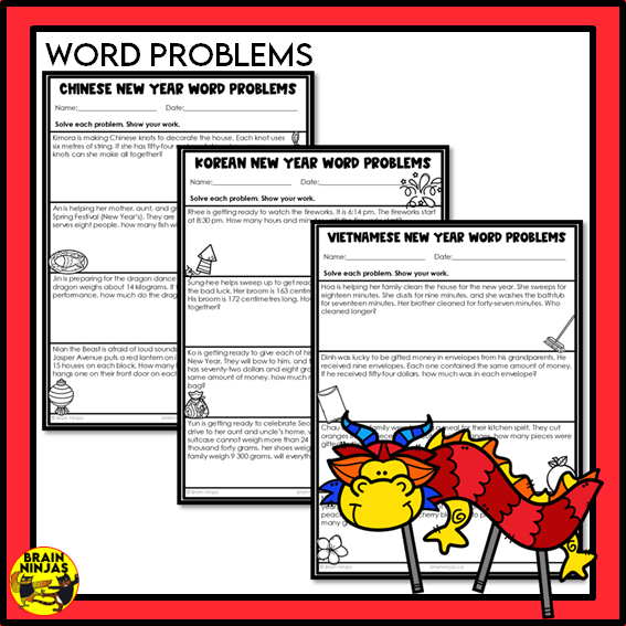 Lunar New Year Math Worksheets Numbers up to 1 000 000 | Paper