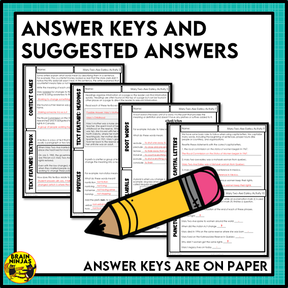 Mary Two-Axe Earley Reading Comprehension Activities | Paper and Digital