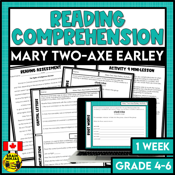 Mary Two-Axe Earley Reading Comprehension Activities | Paper and Digital