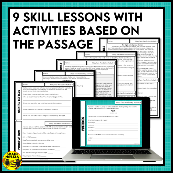 Mary Two-Axe Earley Reading Comprehension Activities | Paper and Digital