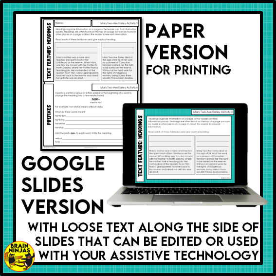 Mary Two-Axe Earley Reading Comprehension Activities | Paper and Digital