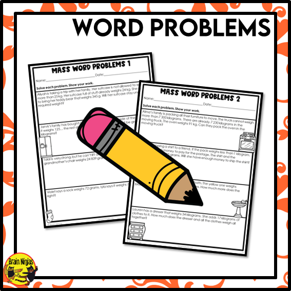 Mass in g and kg Math Worksheets | Paper