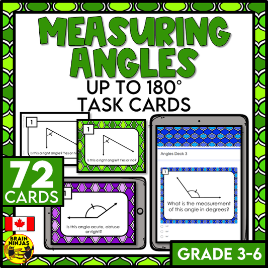 Measuring Angles to 180 Degrees Task Cards | Paper and Digital