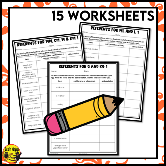 Metric Referents and Measurements Math Worksheets | Paper