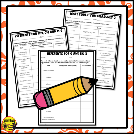 Metric Referents and Measurements Math Worksheets | Paper