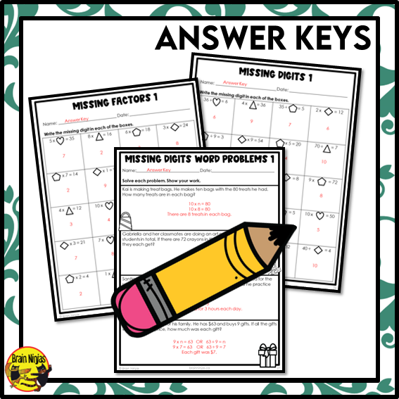 Missing Digits Multiplication and Division Within 100 Math Worksheets | Paper | Grade 3