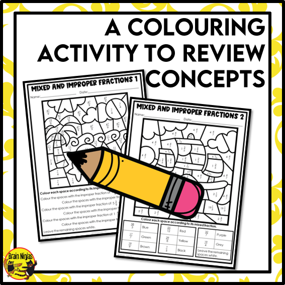 Mixed and Improper Fractions Math Worksheets | Paper