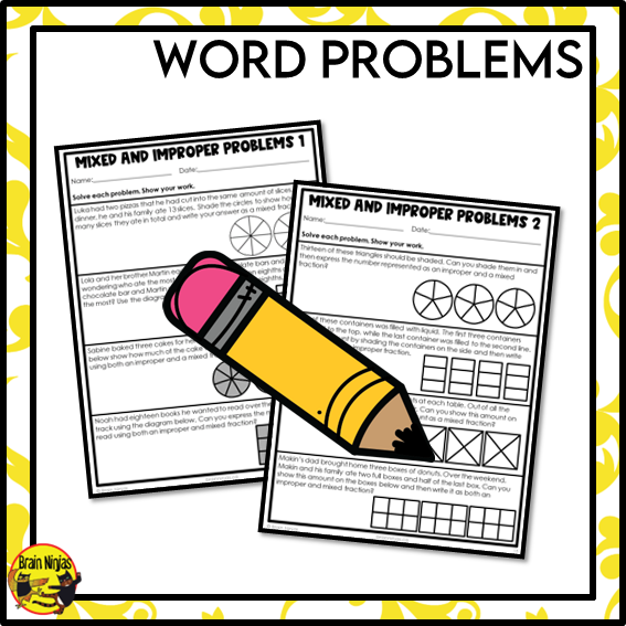 Mixed and Improper Fractions Math Worksheets | Paper