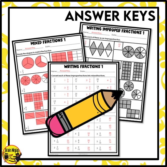 Mixed and Improper Fractions Math Worksheets | Paper