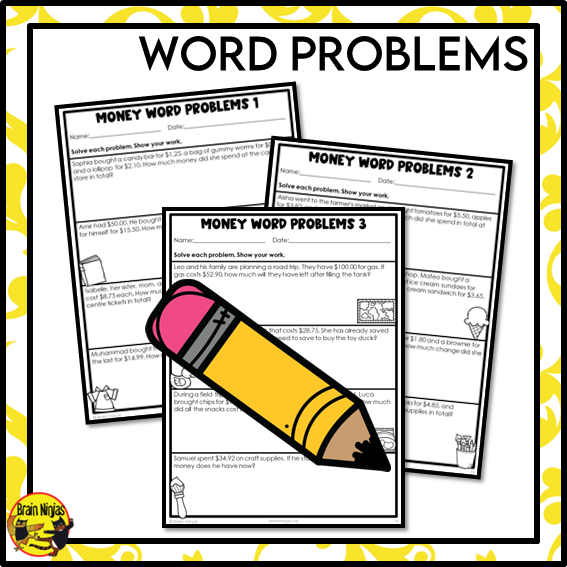 Money Calculations Addition and Subtraction Math Worksheets | Paper