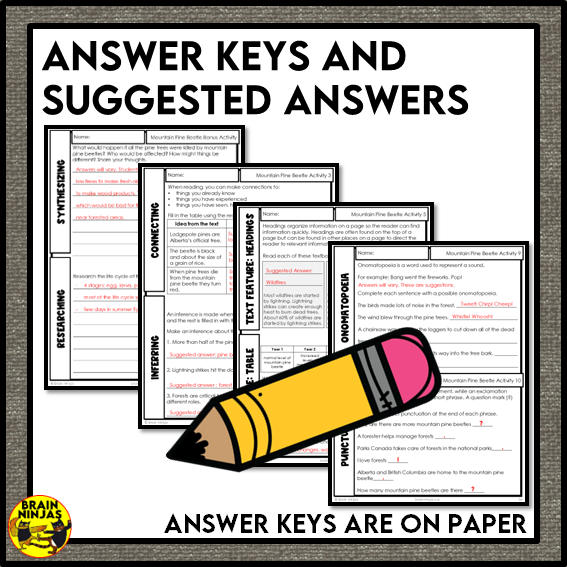 Mountain Pine Beetle Reading Comprehension Activities | Paper and Digital