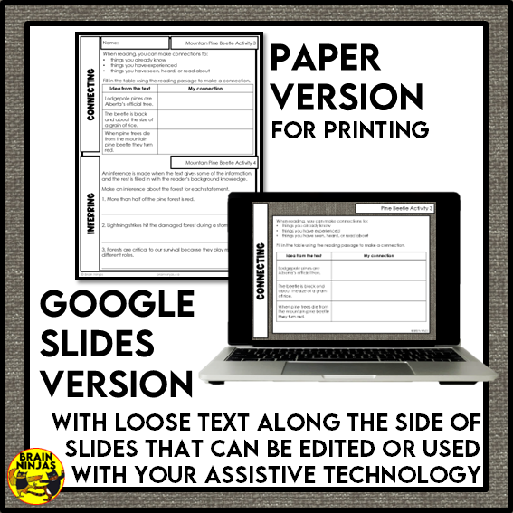 Mountain Pine Beetle Reading Comprehension Activities | Paper and Digital