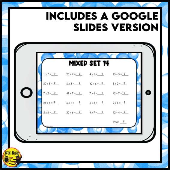 Multiplication and Division to 7x7 | Drill and Graph Practice | Paper and Digital