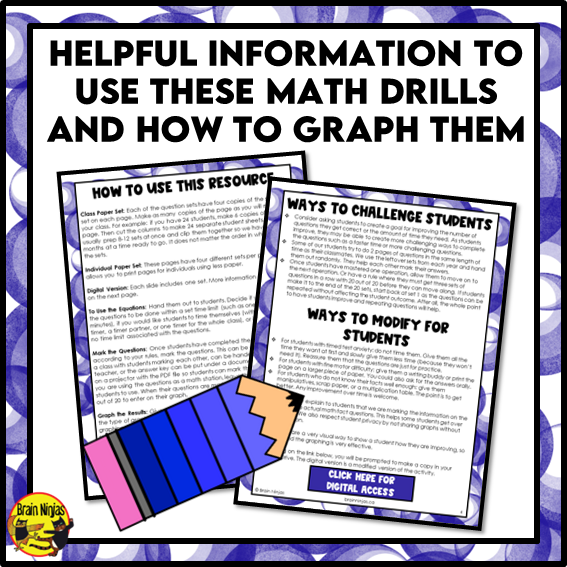 Multiplication and Division to 12x12 | Drill and Graph Practice | Paper and Digital