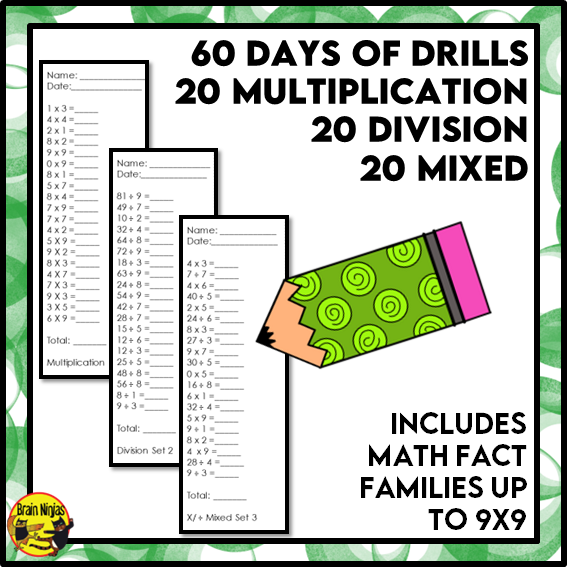Multiplication and Division to 9x9 | Drill and Graph Practice | Paper and Digital