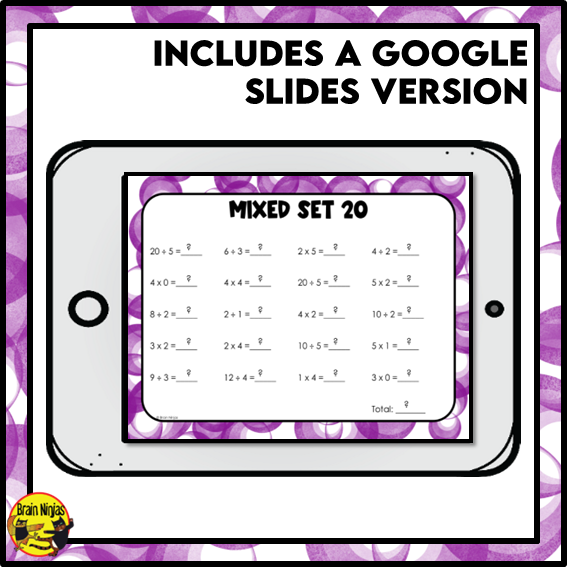Multiplication and Division to 5x5 | Drill and Graph Practice | Paper and Digital