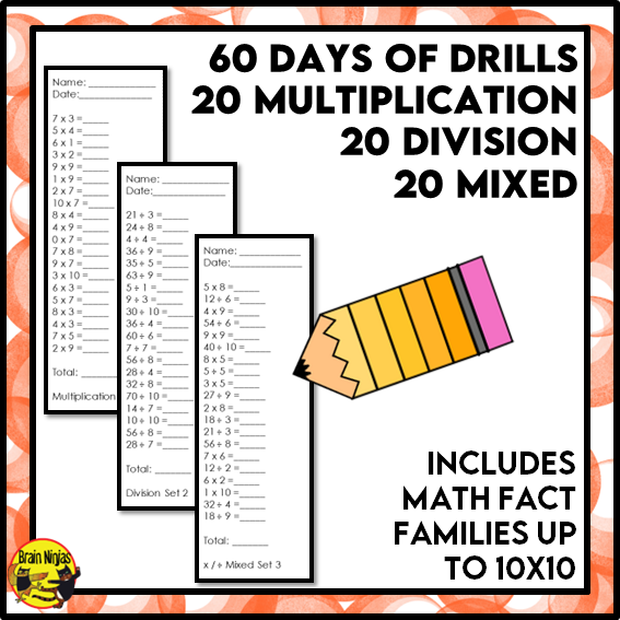 Multiplication and Division to 10x10 | Drill and Graph Practice | Paper and Digital