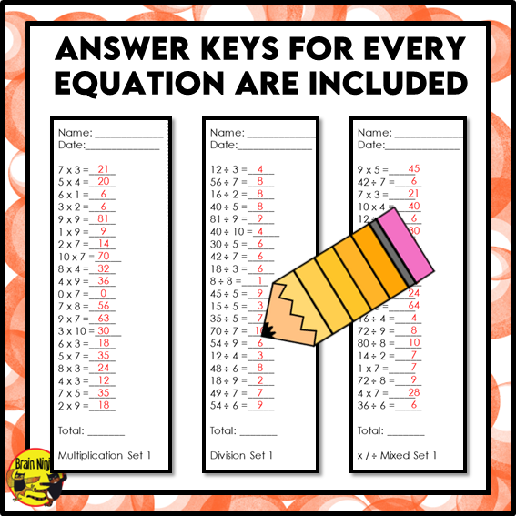 Multiplication and Division to 10x10 | Drill and Graph Practice | Paper and Digital